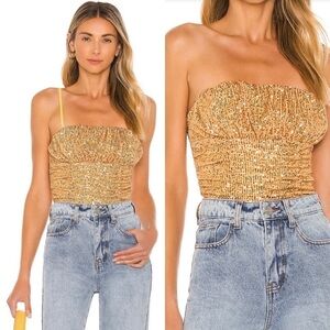 Free People ta da gold sequined top. Size L